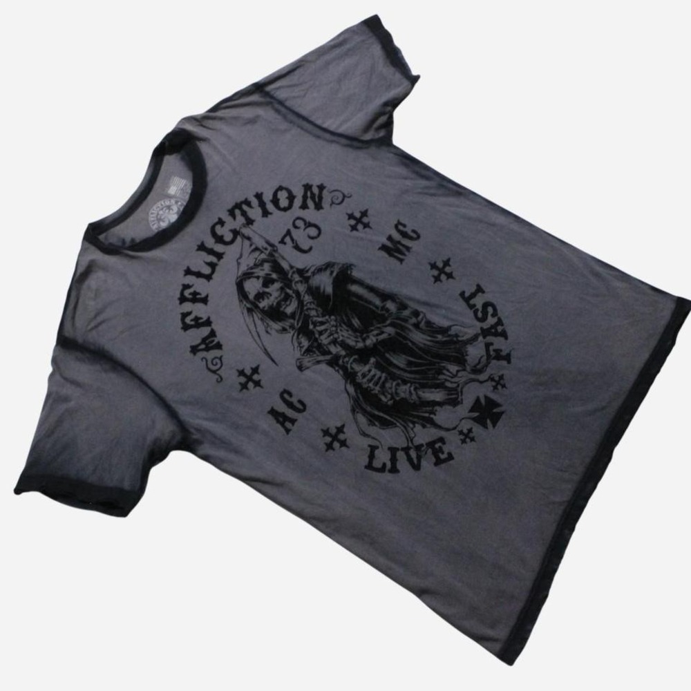 Mens Y2K Affliction Punk Grunge Skater Streetwear T-shirt